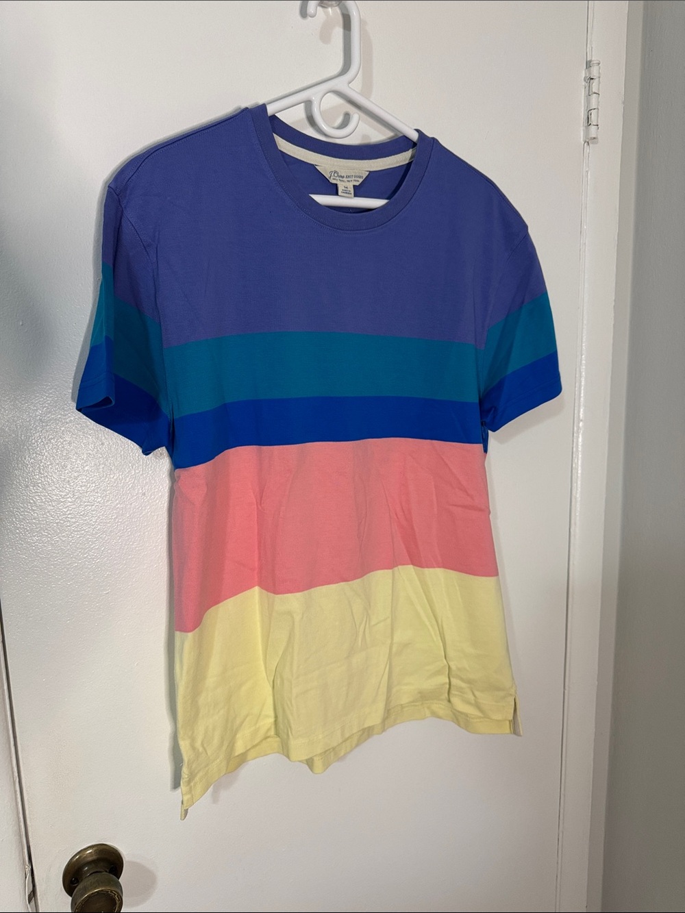 J. Crew Men’s Medium Purple Teal Blue Pink Light Yellow Crewneck Tee NWT
